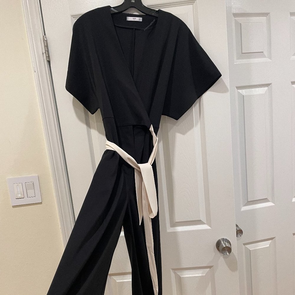Mango Black Jumpsuit with White Belt (Retail: $99)
